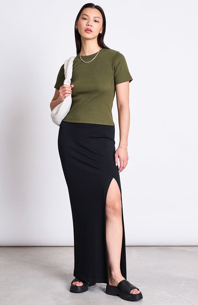 Nile rib t-shirt dark olive from Sophie Stone