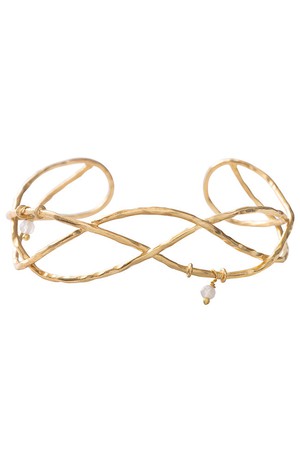 Wave armband Rose Quartz Gold from Sophie Stone