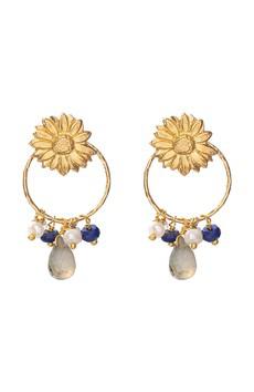 Euphoria oorbellen blauw gold via Sophie Stone