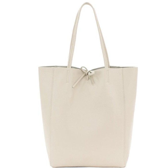 Ivory Pebbled Leather Tote Shopper from Sostter