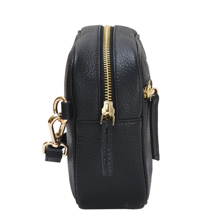 Black Convertible Leather Crossbody Belt Bag from Sostter