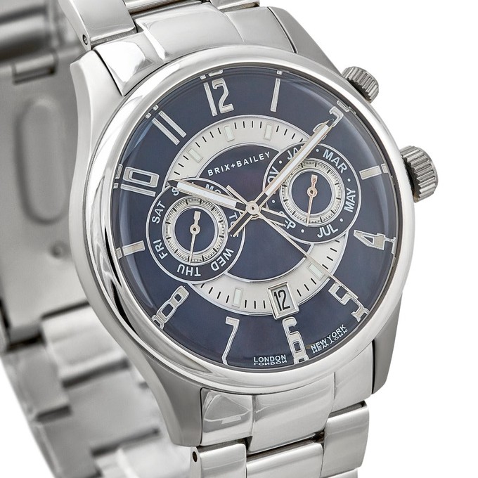 Brix+Bailey Men's Navy Steel Automatic Chronograph Watch from Sostter