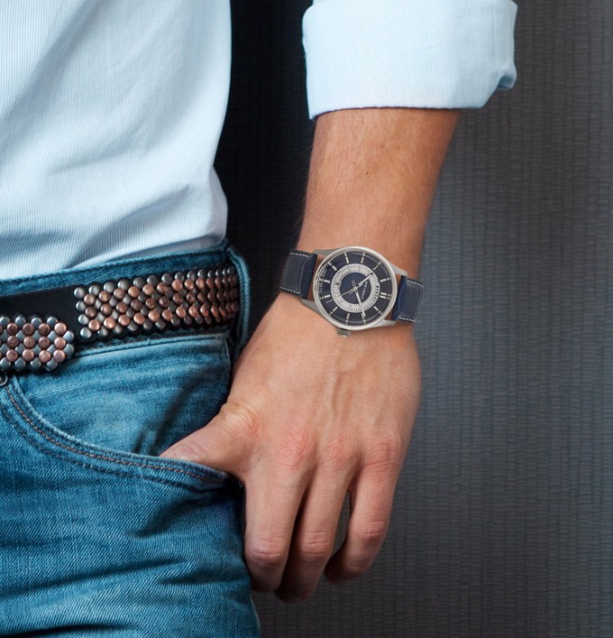 Brix + Bailey Barker Watch - Navy Leather, Sapphire Crystal from Sostter