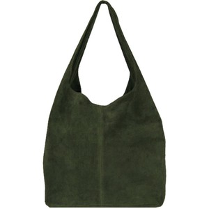 Olive Soft Suede Leather Hobo Shoulder Bag from Sostter