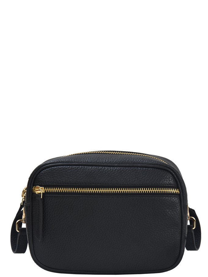 Black Convertible Leather Crossbody Belt Bag from Sostter