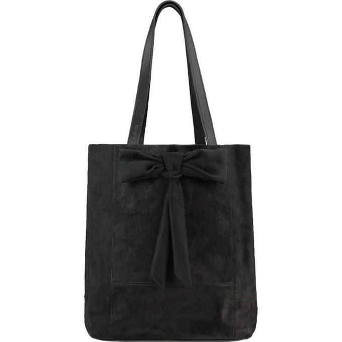 Women's Black Bow Leather Tote Bag - Soft Leather from Sostter