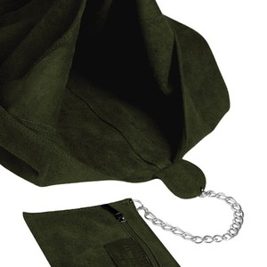 Olive Green Italian Suede Hobo Shoulder Bag from Sostter