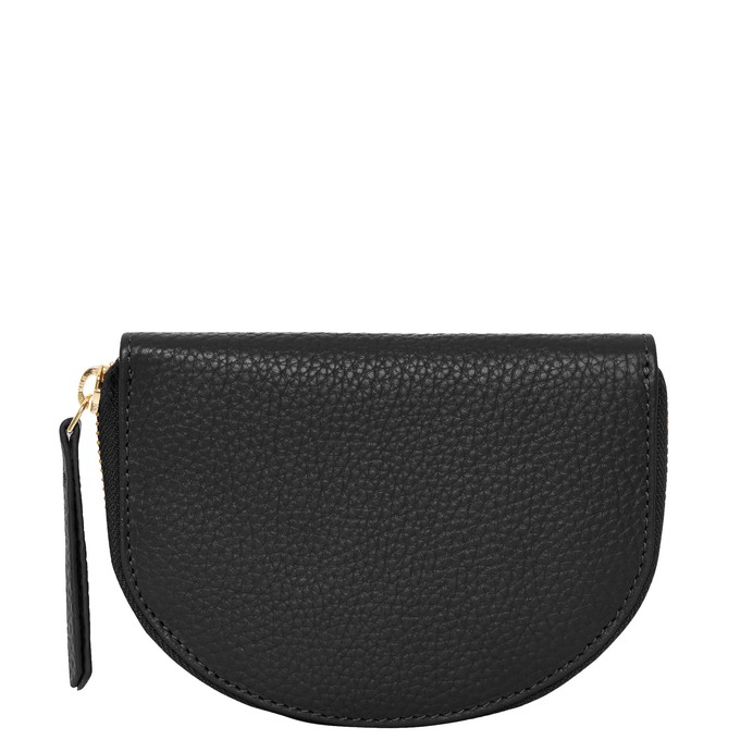 Black Leather Half Moon Purse with Gold Zip from Sostter