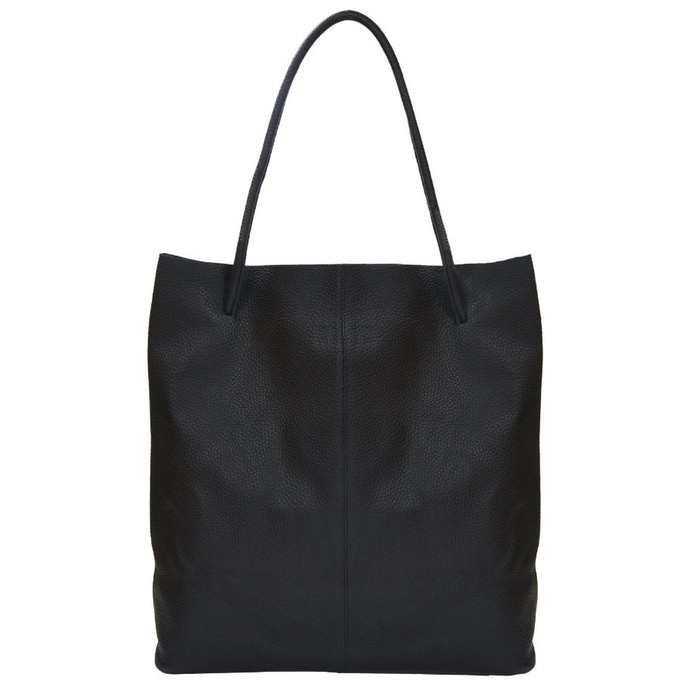 Black Drawcord Leather Hobo Shoulder Bag from Sostter