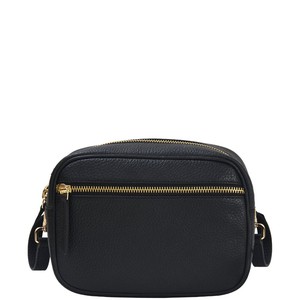 Black Convertible Leather Crossbody Belt Bag from Sostter