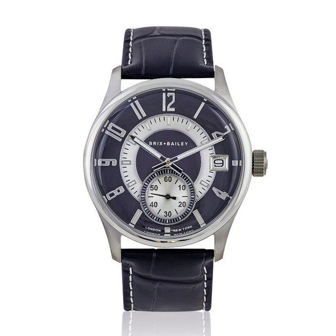 Brix + Bailey Navy Stainless Steel Quartz Watch 40mm from Sostter