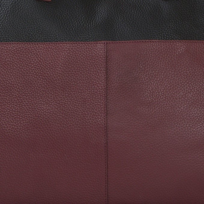 Burgundy Two Tone Pebbled Leather Tote Bag - Lightweight from Sostter
