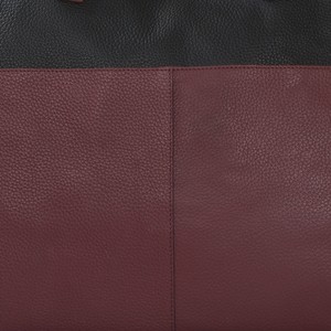 Burgundy Two Tone Horizontal Leather Tote from Sostter