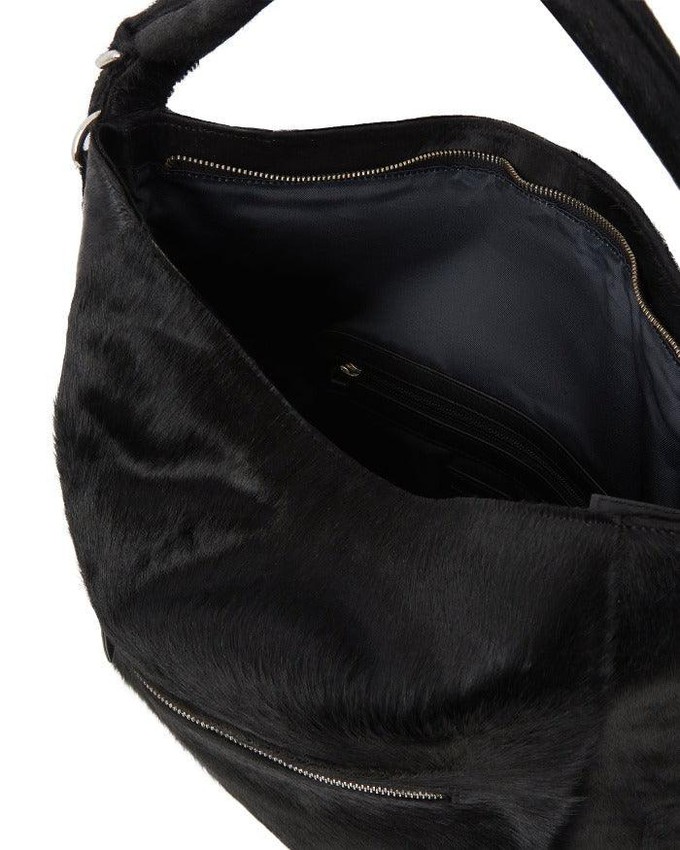 Black Leather Top Handle Bag with Heart Lining from Sostter