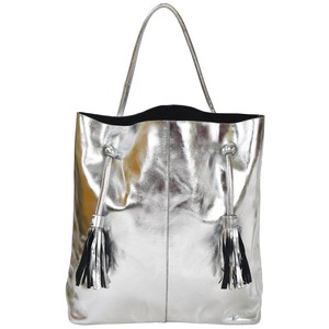 Silver Metallic Leather Hobo Shoulder Bag from Sostter