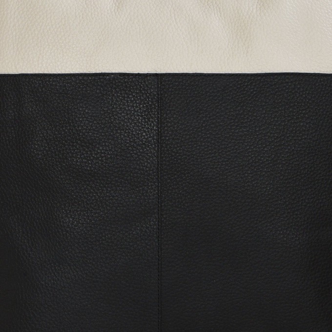 Ivory & Black Leather Tote with Crossbody Strap from Sostter