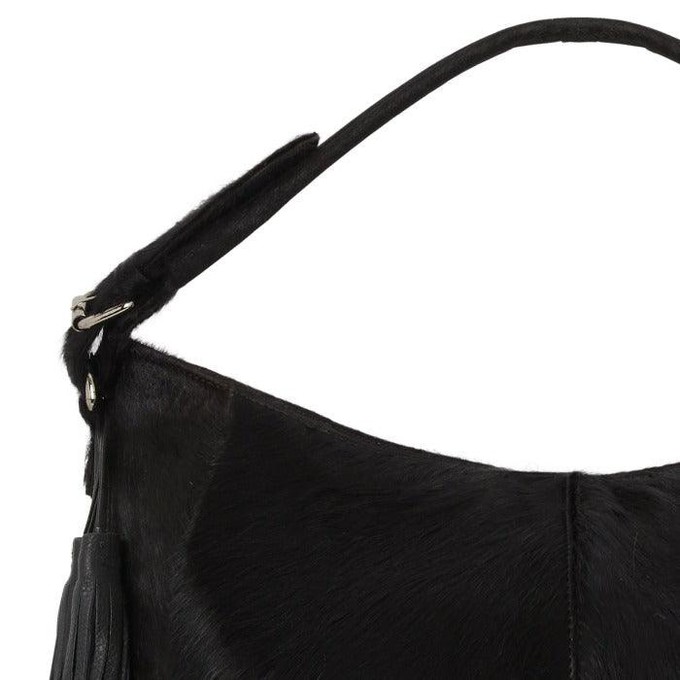 Black Leather Top Handle Bag with Heart Lining from Sostter