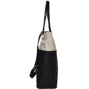 Ivory & Black Leather Tote with Crossbody Strap from Sostter