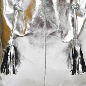 Silver Metallic Leather Hobo Shoulder Bag from Sostter