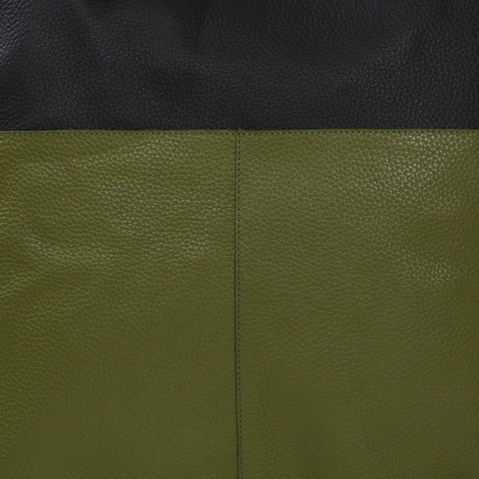 Olive And Black Two Tone Leather Tote from Sostter