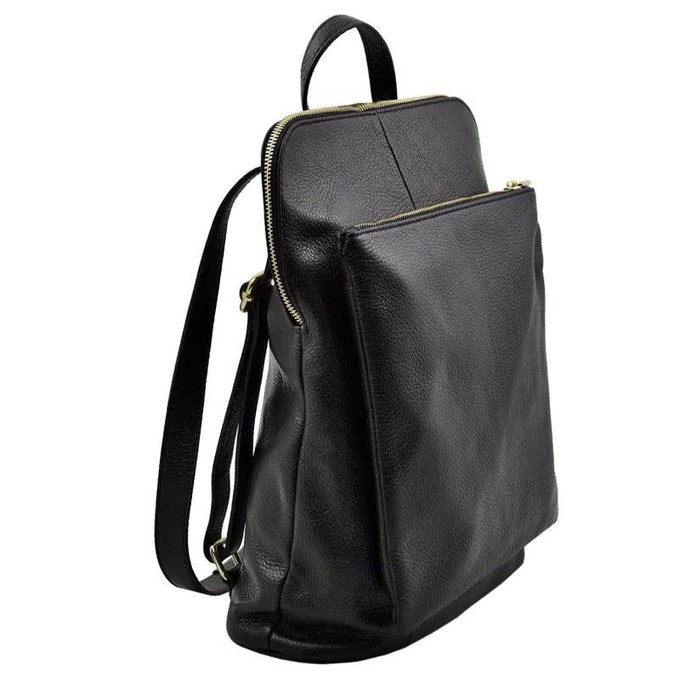 Black Soft Pebbled Leather Pocket Backpack | Byler from Sostter
