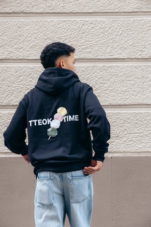 TTEOK TIME BLACK HOODIE from SSEOM BRAND