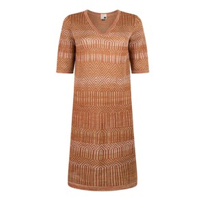 Himba Tribal Jacquard Linen Blend Dress – Rust Brown/Neutrals from STUDIO MYR