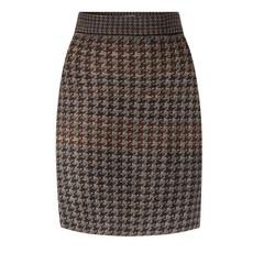 Raven Pied-De-Poule Jacquard Knit Merino Blend Pencil Skirt - Grey/Brown Blend via STUDIO MYR