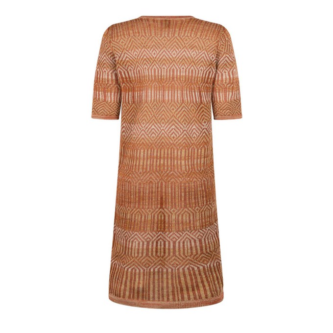 Himba Graphic Jacquard Linen Blend Knitted Dress With Belt - Brown/Neutrals Blend from STUDIO MYR