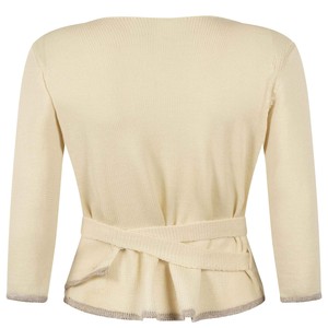 Pearl Merino Wrap Top With Grey Lurex Detail - Wool White from STUDIO MYR