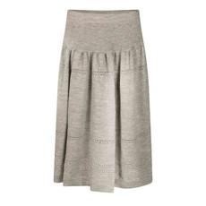 Mouse Merino Bohemian-Chic Knitted Swirly Midi Skirt With Lace Details - Natural Grey via STUDIO MYR