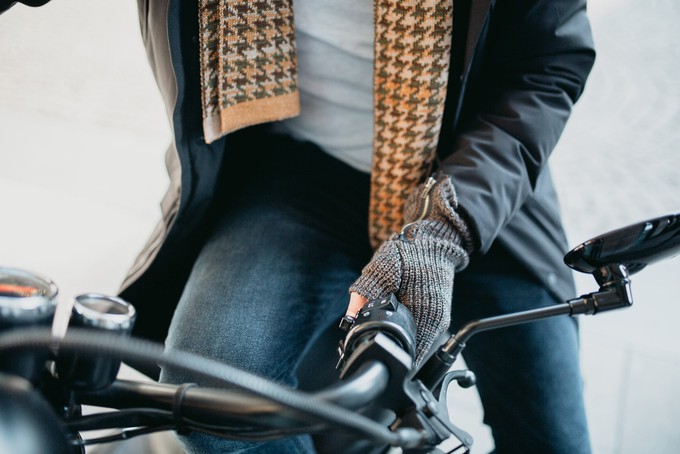 Sir Mens Fingerless Gloves Rib Knit Merino Blend With Sturdy Zippers - Grey Mix from STUDIO MYR