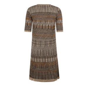 Dogon Tribal Jacquard Linen Blend Knitted Dress With Belt - Black/Neutrals Blend from STUDIO MYR