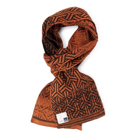 Rust Gradient Graphic Jacquard Knit Cotton Scarf - Black With Rust Brown from STUDIO MYR