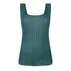 Florentina Rib Knitted Square Neck Mercerised Cotton Tank Top - Teal Blue via STUDIO MYR