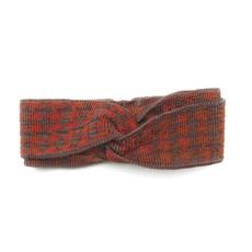 Ginger Pied-De-Poule Jacquard Knit Merino Blend Hairband - Brown/Orange Blend via STUDIO MYR