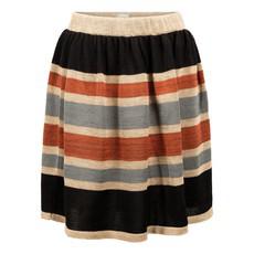 Bogolan Multi Colour Striped Linen Blend Swirly Skirt - Natural Colours via STUDIO MYR