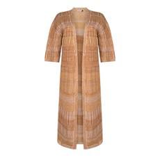 Himba Linen Blend Tribal Jacquard Kimono Cardigan - Brown/Neutrals Blend via STUDIO MYR
