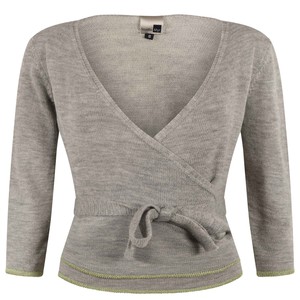 Mouse Merino Wrap Top with Green Glitter Detail – Natural Grey from STUDIO MYR