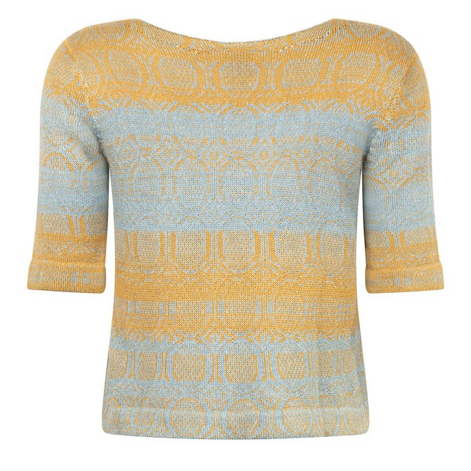 Denîmes Gradient Graphic Jacquard Cotton Jumper - Golden With Light Blue from STUDIO MYR