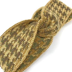 Moss Pied-De-Poule Jacquard Knit Merino Blend Hairband - Mustard/Green Blend from STUDIO MYR