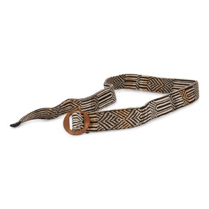 Dogon Tribal Jacquard Linen Blend Knitted Dress With Belt - Black/Neutrals Blend from STUDIO MYR