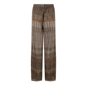 Dogon Tribal Jacquard Linen Blend Knitted Palazzo Trousers - Black/Neutrals Blend from STUDIO MYR