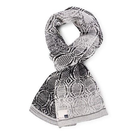 Rock Gradient Graphic Jacquard Knit Cotton Scarf - Black With Grey from STUDIO MYR