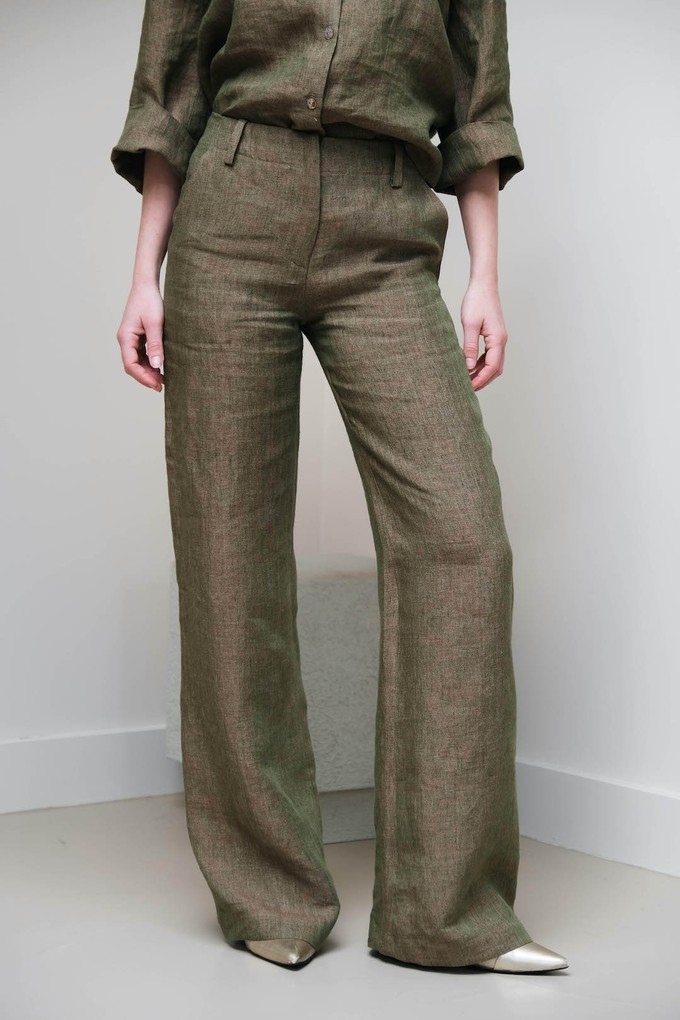 Slow Fashion Broek | Linnen Olijfgroen Melange from Sûr Atelier