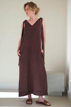 Haifa Zomerjurk | Linnen Bruin via Sûr Atelier