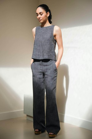 Slow Fashion Broek | Linnen Antraciet Melange from Sûr Atelier