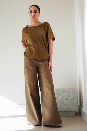 Corinne Top | Linnen Viscose Olijfgroen from Sûr Atelier