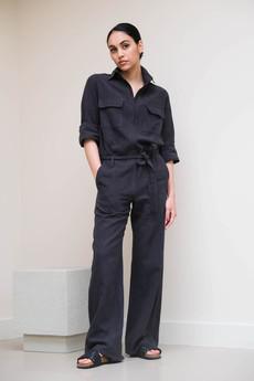 Coco Jumpsuit | Linnen Zwart via Sûr Atelier