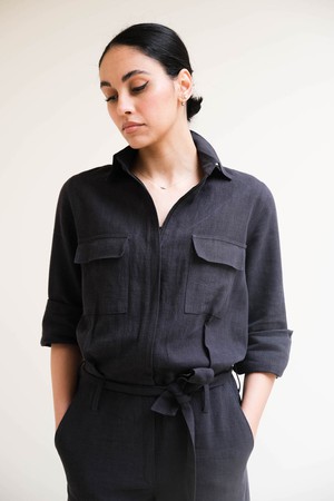 Coco Jumpsuit | Linnen Zwart from Sûr Atelier